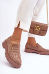 Suede Moccasins With Ornamentation Brown Esperta
