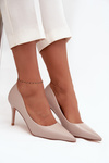 Women's high heels made of eco leather beige Sivana