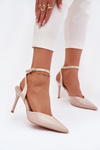 Lacquered High Heels with Open Heel Beige Laretta