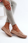 Women's Beige Faux Suede Loafers Rerceria