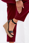 Women's Wedge Sandals With Braiding Black Adelio