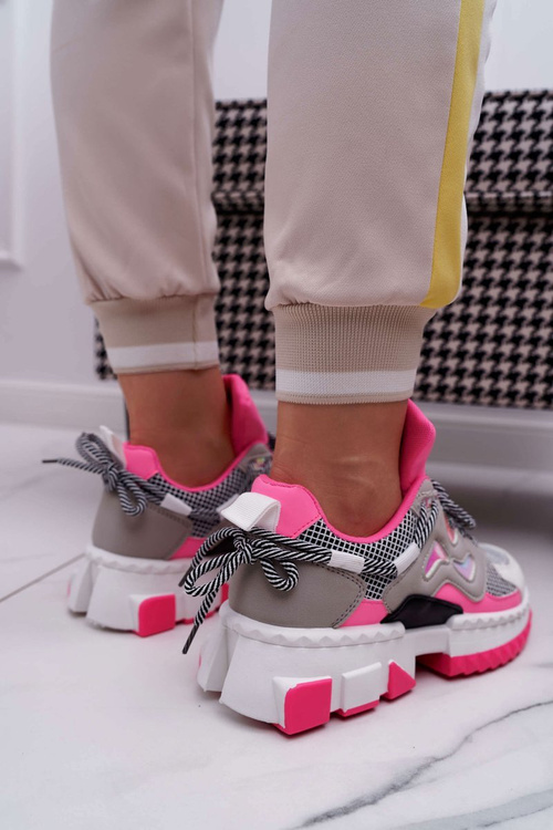 Sporty Women's Shoes Colored Insert Fuchsia Colored