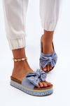 Women's Platform Sandals with Bow Blue Evatria