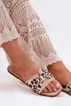 Womens Flat Heeled Sandals With Bow Beige Avenza
