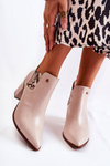 Leather Boots On High Heel Laura Messi 2506 Beige