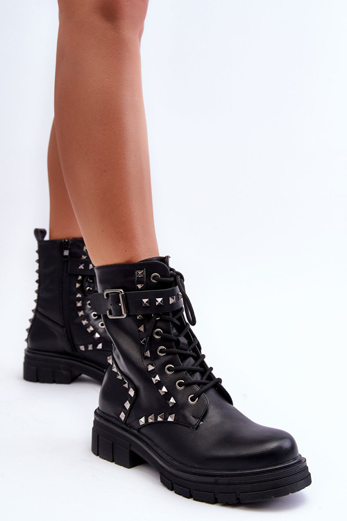 Botki Workery Masywne Damskie Dżety Czarne Tyralis K63