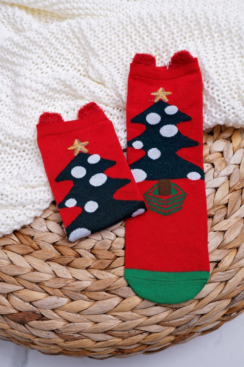 Women's Christmas Socks With Ears and a Christmas Tree