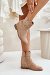 Womens Ankle Boots With Hidden Wedge Made Of Eco Suede Beige Ofcorna