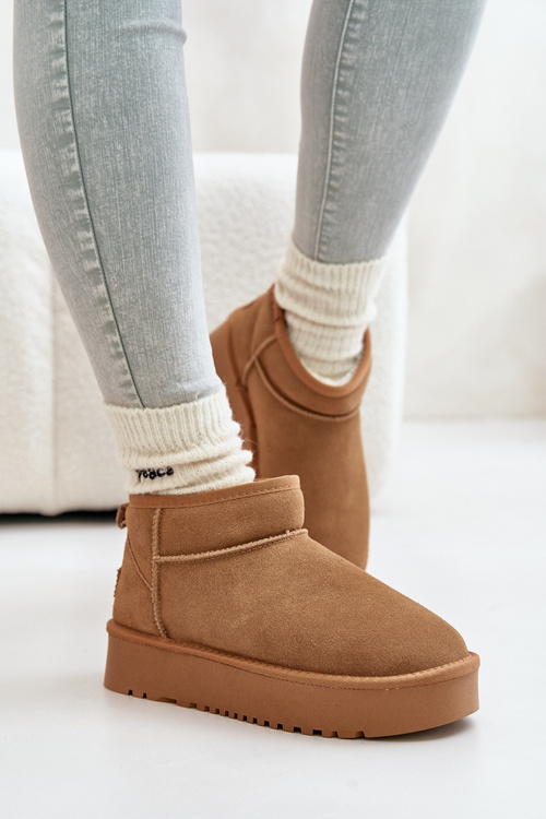 Women's Suede Snow Boots On Platform Camel Nereviana