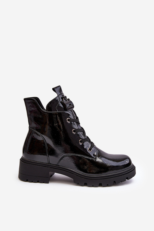 Women's Lacquered Boots with Zip SBarski HY93-91 Black