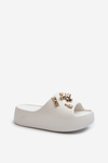 Women's Lightweight Foam Sandals With Decorations White Orchia