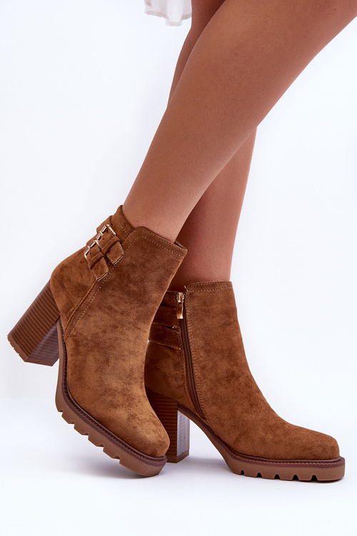 Suede Heeled Boots Brown Makeline