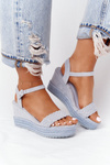 Wedge Sandals With Braids Blue Baleary