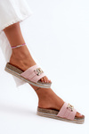 Women's Platform Slippers with Pink Ornament Vapireta