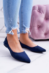 LU BOO Navy Blue Moments Ballerinas with Detachable Bow Tie