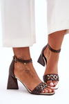 Leather Sandals On Triangle Heel Laura Messi 2595 Brown
