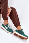 Buty Sportowe Damskie Zamszowe Platforma Zielone Vinceza 66720