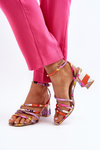 Patterned Sandals with Stiletto Heel Purple Jenglla