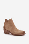 Zazoo 60475 Suede Ankle Boots Women Low Heel Insulated Beige