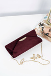 Women's Maroon Suede Clutch Bag