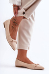 Suede Ballet Flats with Ornamentation Beige Noldaia