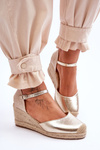 Leather Espadrilles Wedge Sandals gold Cammer 