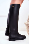 Women's Black Rubber Galoshes Boots Under The Knee Drizzle