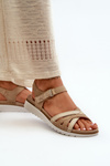 Comfortable and Lightweight Women's Sandals with Velcro Inblu CN000041 Beige-Gold
