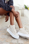 Women's High Sneakers On A Platform Beige Manhattan