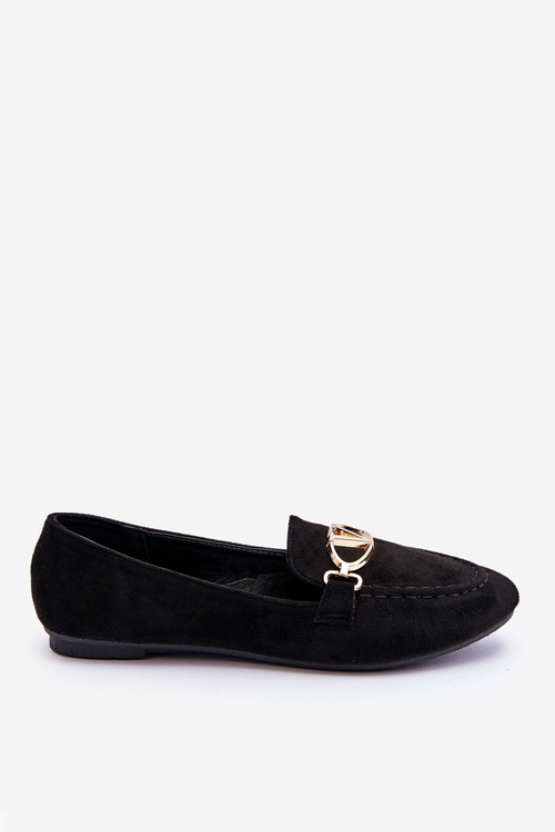 Suede Moccasins With Decorative Element Black Reed