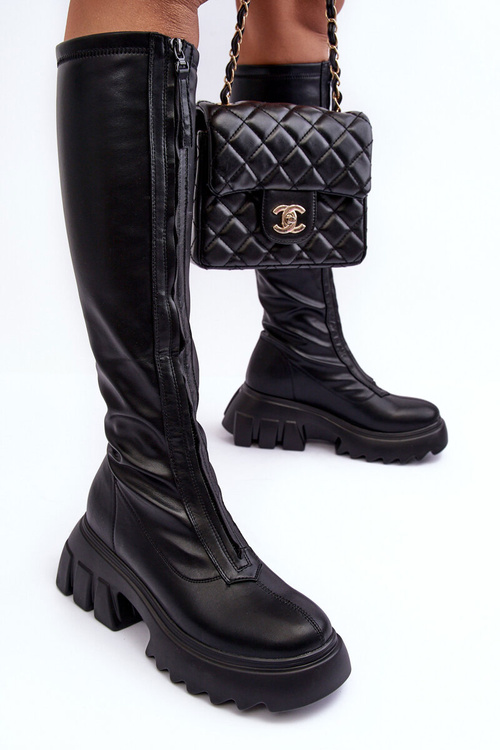 Leather Boots On A Massive Platform With A Zip Black Ringo