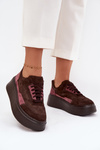 Women's Sneakers Made of Genuine Suede on Platform Zazoo N1265S3 Chocolate