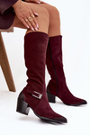 Leather Suede Boots with Heels with Buckle Warm Zazoo 70156 Bordeaux