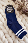 Women's Cotton Sports Socks With Stripes Navy blue