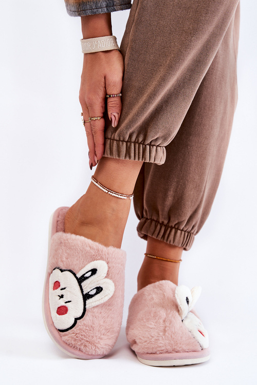 Women's Fur Slippers With Rabbit Pink Trisha