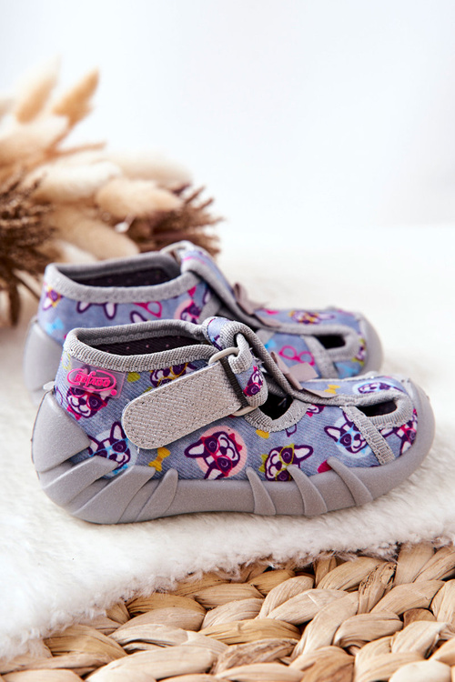Buty Papcie Befado Na Rzep 190P093 Szaro-Niebieskie