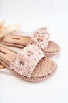 Women's Slippers With Material Flowers Beige Susana