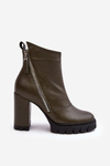 Fashionable Leather Boots On Heel Laura Messi 2509/195 Dark Green