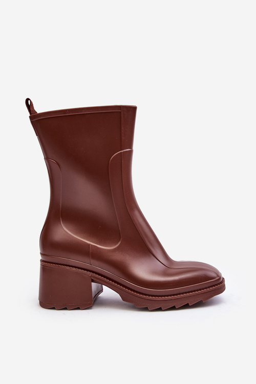 Women's Matte Boots Botki On Heel Brown Bertaida