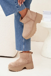 Women's Low Slip-On Snow Boots Lined With Fur Khaki Mavelle