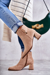 suede boots on a post with a decoration Beige Erine