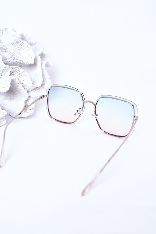 Silver Square Sunglasses Blue-Pink Ombre