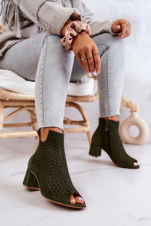 Suede Openwork Boots Maciejka 05420-09 Green