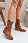 Cowboy Ankle Boots On Heel With Eco Suede Camel Narinae