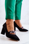 Suede Pumps With A Chain Black Alamoss