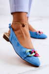 Suede Ballerinas With Chain Lewski Shoes 3125 Blue