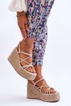 Fashionable Wedge Sandals With Braid Beige Nessia