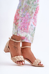 Suede Sandals with Braid Beige Essenza