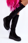 Suede Before The Knee Platform Boots Black Spectrum