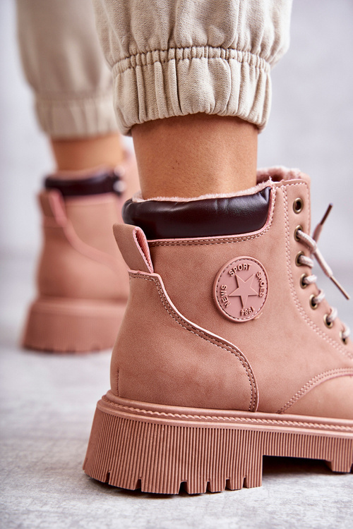 Leather Warm Boots Pink Felizia Trappers